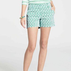 Ann Taylor Green Lattice Print Cotton City Shorts